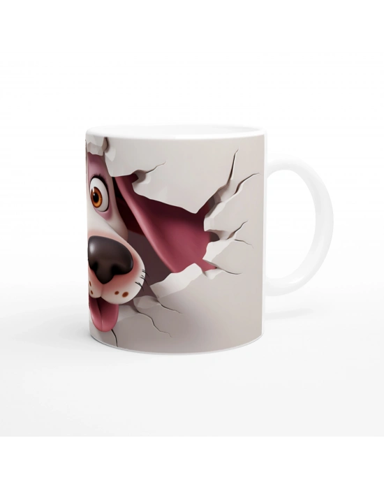 Duvarı Delip Bakan Neşeli Köpek Baskılı Kupa Bardak