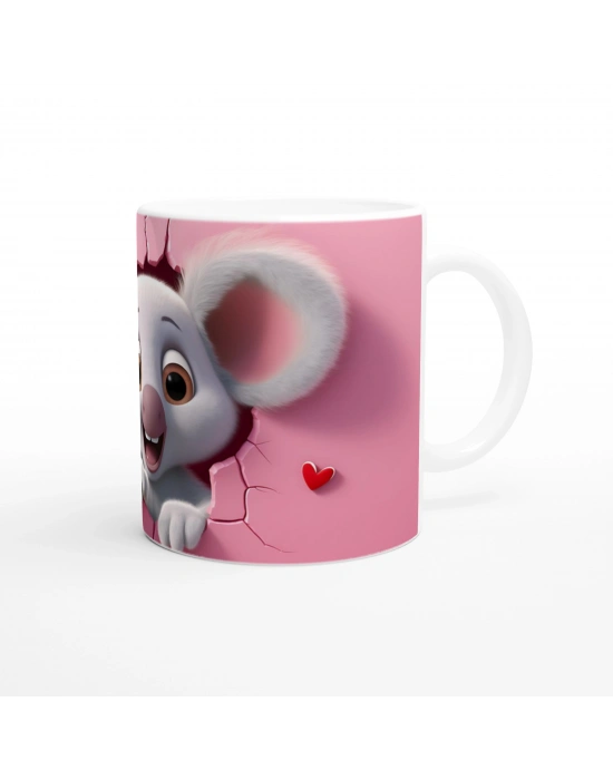 Duvarı Delip Bakan Sevimli Koala Temalı Baskılı Kupa Bardak