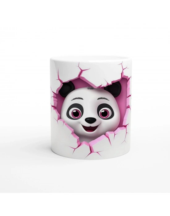 Duvarı Delip Bakan Sevimli Panda Temalı Baskılı Kupa Bardak