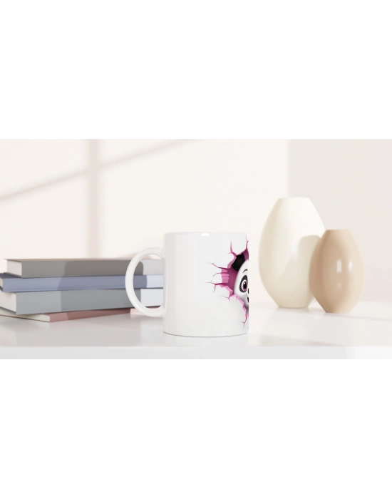 Duvarı Delip Bakan Sevimli Panda Temalı Baskılı Kupa Bardak