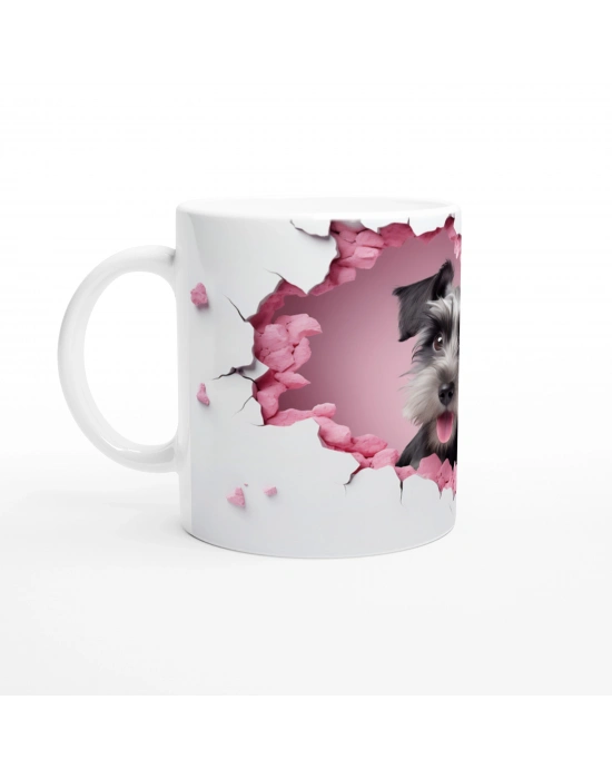 Duvarı Delip Bakan Sevimli Terrier Temalı Baskılı Kupa Bardak