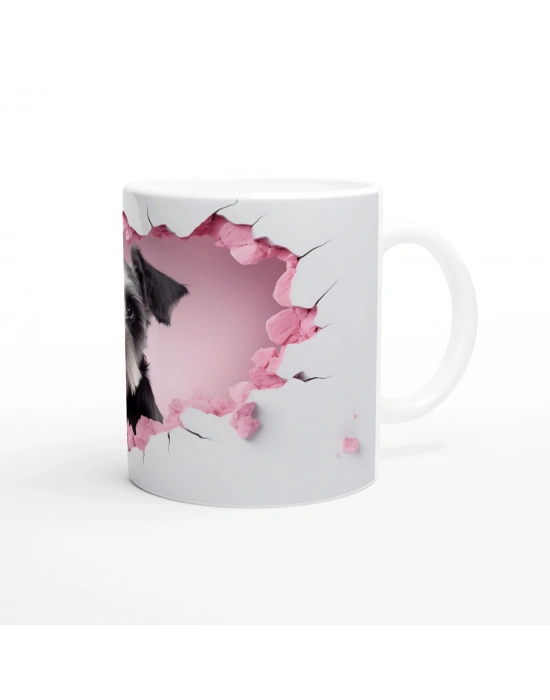 Duvarı Delip Bakan Sevimli Terrier Temalı Baskılı Kupa Bardak