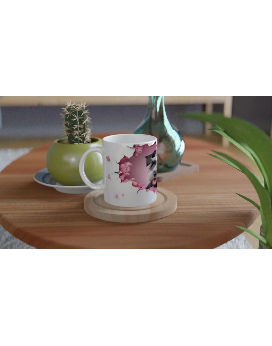 Duvarı Delip Bakan Sevimli Terrier Temalı Baskılı Kupa Bardak