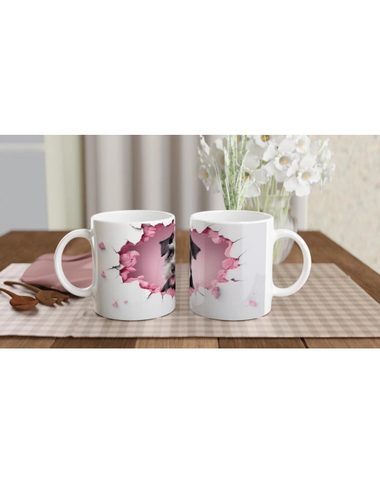 Duvarı Delip Bakan Sevimli Terrier Temalı Baskılı Kupa Bardak