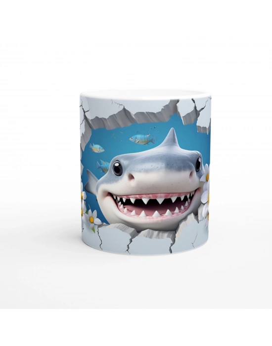 Duvarı Delip Gelen Neşeli Köpekbalığı Su Altı Temalı Kupa Bardak