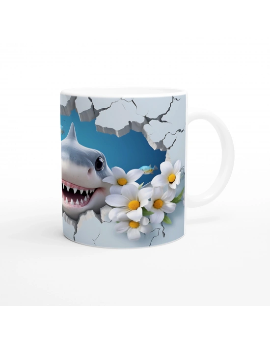 Duvarı Delip Gelen Neşeli Köpekbalığı Su Altı Temalı Kupa Bardak