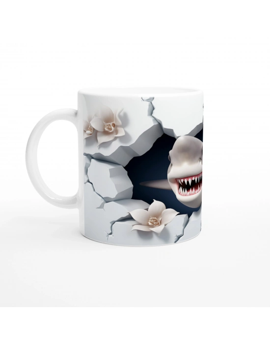 Duvarı Parçalayan Güçlü Köpekbalığı Su Altı Temalı Kupa Bardak