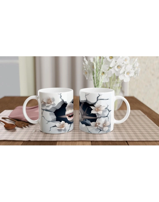 Duvarı Parçalayan Güçlü Köpekbalığı Su Altı Temalı Kupa Bardak