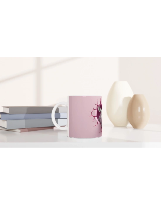 Duvarı Yarmış Gergedan Temalı Baskılı Kupa Bardak