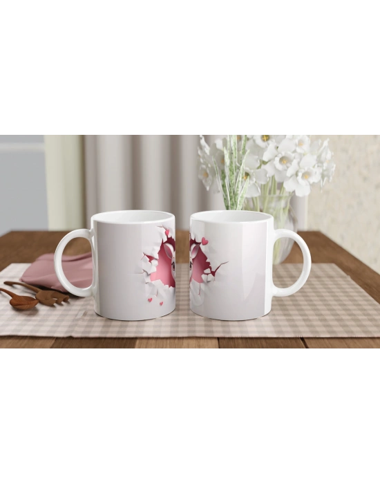 Duvarı Yarmış Sevimli Kanguru Temalı Baskılı Kupa Bardak