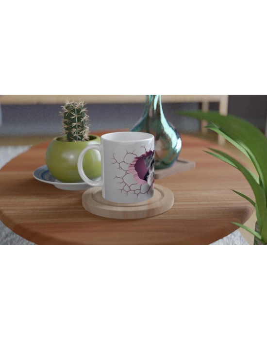 Duvarı Yarmış Sevimli Terrier Temalı Baskılı Kupa Bardak