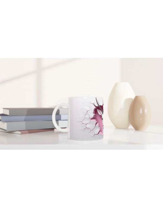 Duvarı Yarmış Zarif Geyik Temalı Baskılı Kupa Bardak