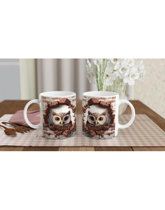 Duvarı Yırtan Cesur Baykuş Kupa Bardak