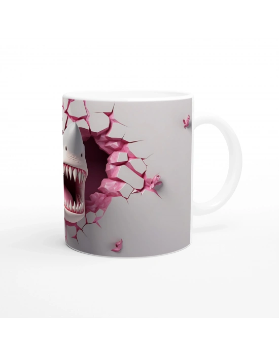 Duvarı Yırtan Köpekbalığı Temalı Baskılı Kupa Bardak