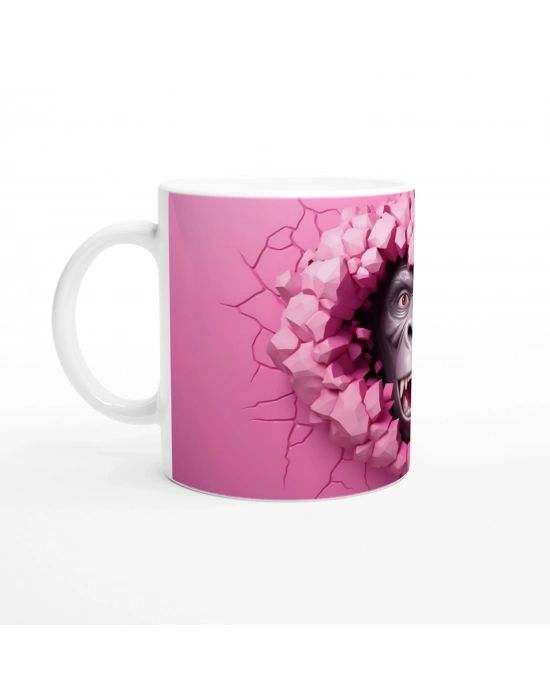 Duvarı Yırtarak Bakan Goril Temalı Baskılı Kupa Bardak