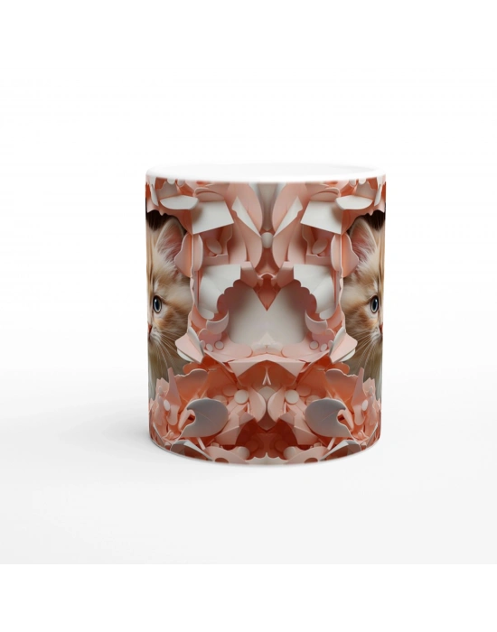 Duvarın Ardından Bakan Yavru Kedi Temalı Baskılı Kupa Bardak