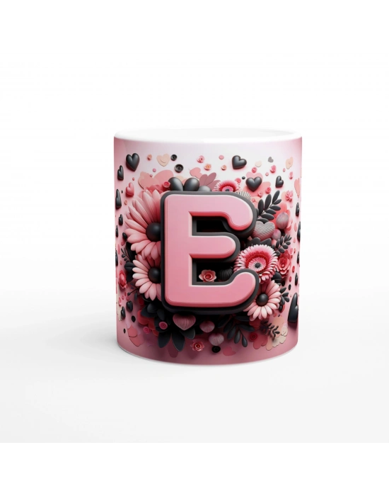 E Harfi Dekoratif Alfabe Kupa Bardak