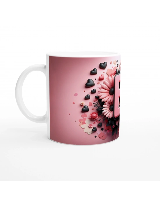 E Harfi Dekoratif Alfabe Kupa Bardak