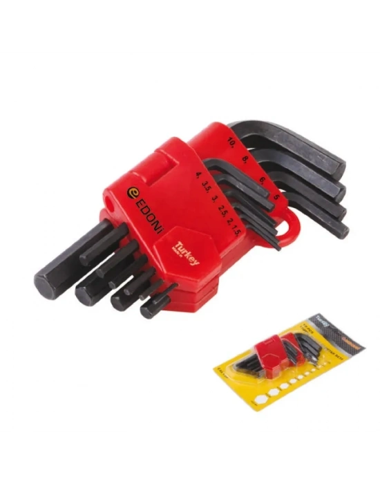 Edoni 120 Mm 10 Parça Siyah 6 Köşe Alyan Seti