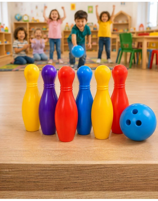 Eğlenceli Bowling Oyuncak Seti Çocuklar İçin Renkli Kuka ve Top
