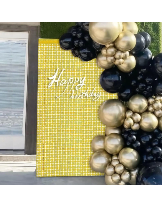 Ekstra Metalize Altın Renk Disko Dikdörtgen Kesim Kapı Perdesi Dekorasyon 1x2 Metre