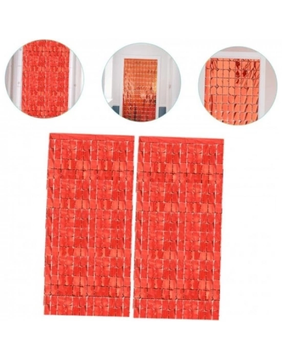 Ekstra Metalize Kırmızı Disko Kapı Perdesi