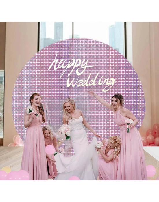 Ekstra Metalize Rose Gold Renk Disko Dikdörtgen Kesim Kapı Perdesi Dekorasyon 1x2 Metre
