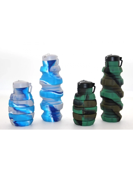 El Bombası Tasarımı Katlanabilir Portatif Silikon Su Şişesi 500 Ml