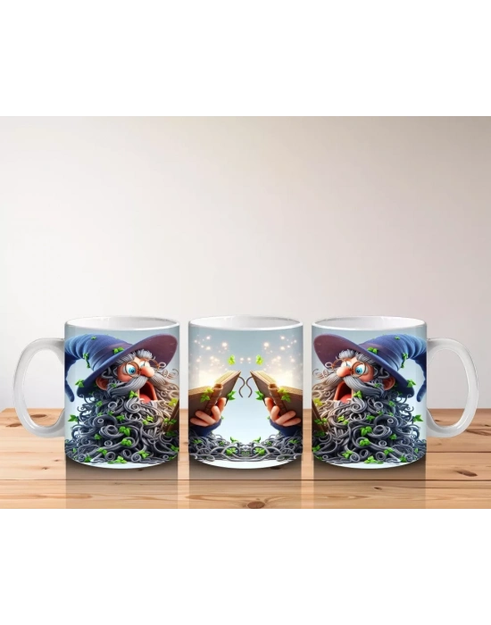 El Ele Tutuşmuş Cadı Kız Figürleriyle Gün Batımı Temalı Cadılar Bayramı Baskılı Kupa