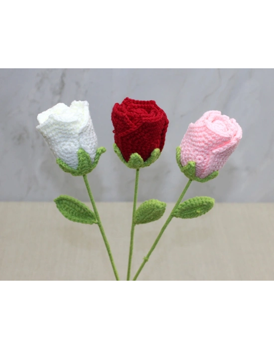 El Örgüsü Tekli Gül Gonca