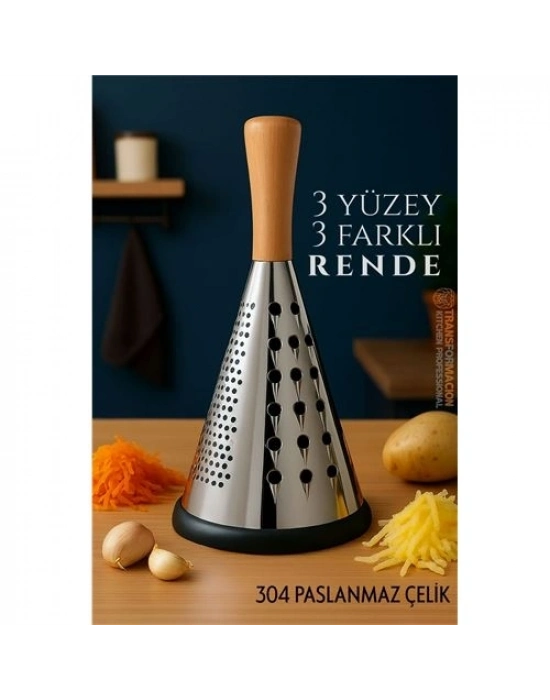 El Rendesi - Konik Tip Ergonomik 3 Taraflı Profesyonel 304 Paslanmaz Çelik 722920