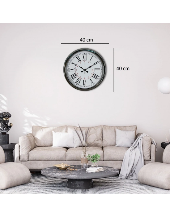 Elegance 40 Cm Krom Metal Duvar Saati
