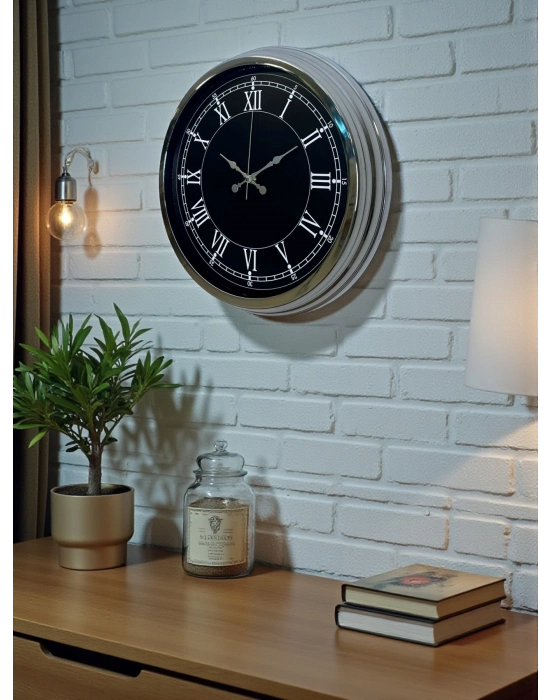 ® Elegance 40 Cm Metal Krom Duvar Saati