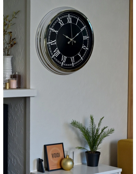 ® Elegance 40 Cm Metal Krom Duvar Saati