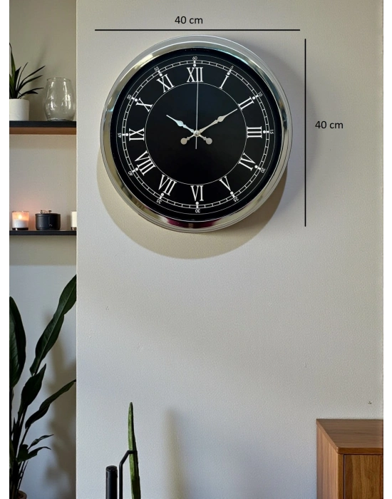 ® Elegance 40 Cm Metal Krom Duvar Saati