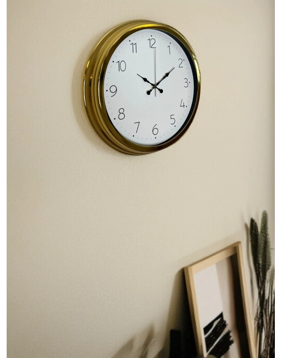 ® Elegance Gold 40 Cm Metal Dekoratif Tasarım Duvar Saati