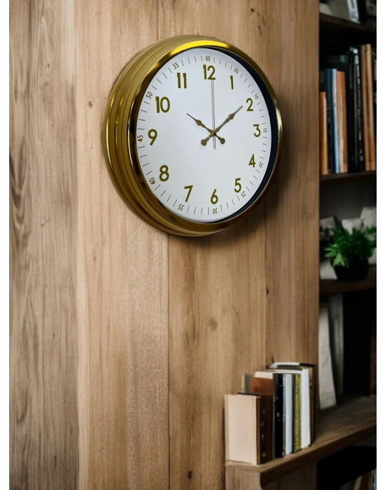 ® Elegant Gold Frame 40 Cm Metal Duvar Saati