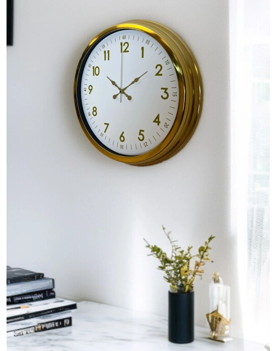 ® Elegant Gold Frame 40 Cm Metal Duvar Saati