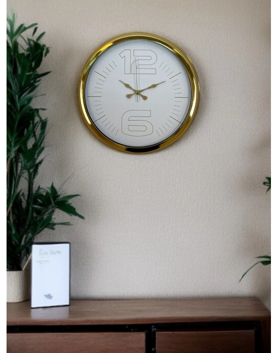 ® Elegant White Gold 40 Cm Metal Duvar Saati