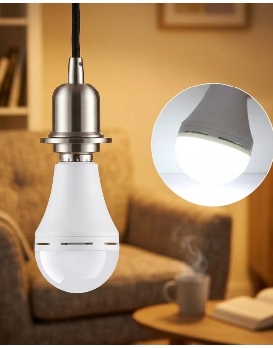 Elektrik Kesintisinde Yanan Şarjlı LED Ampul E27 6500K Güçlü Işık