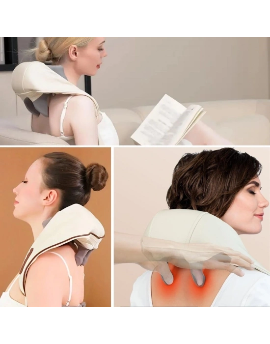 ®  Elektrikli Boyun ve Sırt Masaj Aleti Kablosuz Boyun ve Omuz Yoğurma Masaj Yastığı
