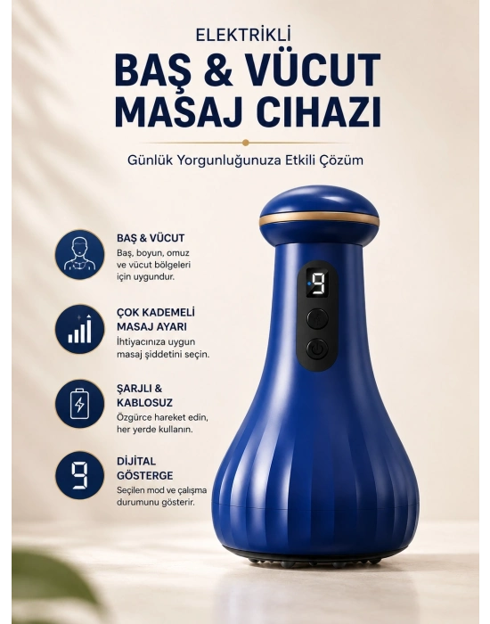 Elektrikli Masaj Cihazı Baş, Vücut Kullanımına Uygun