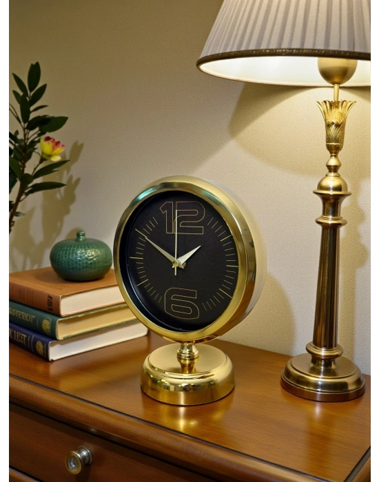 ® Elite Black Gold 25 x 20 Cm Metal Masa Saati