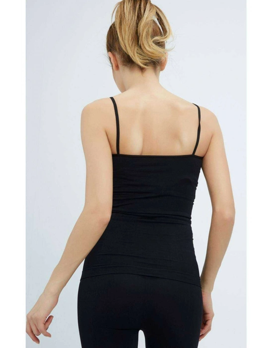 Elite Life Kadın İp Askılı İz Yapmaz Uzun Siyah Atlet 846