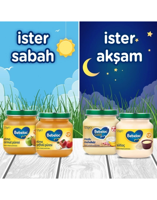 Elma Şeftali Püresi Kavanoz Maması 125 Gr