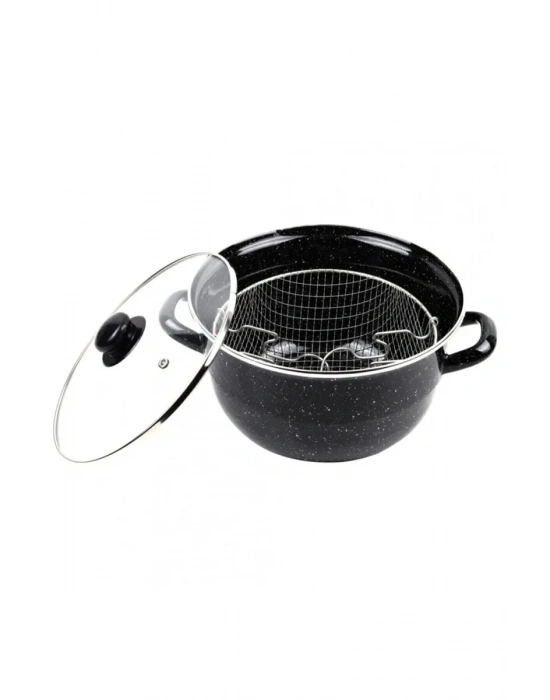 Emaye Kızartma Tenceresi Siyah Kırçıllı 24 Cm Royaleks-69115