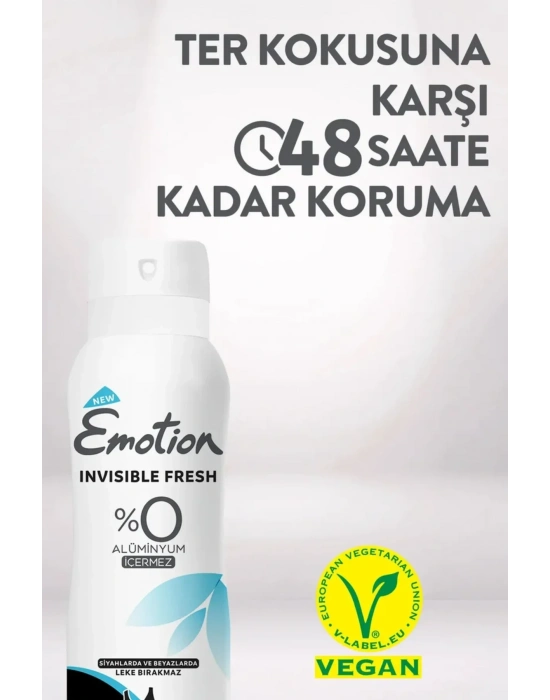 Emotion Invisible Fresh Black & White Kadın Deodorant 150ml Vegan, Leke Bırakmaz