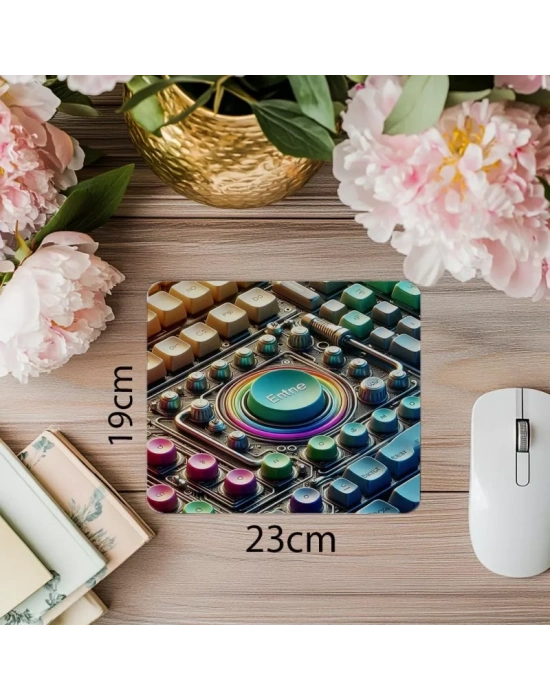 Enter Tuşu Vurgulu Neon Mousepad - 19x23 cm 2 mm Dikdörtgen İthal Baskılı Mouse Pad