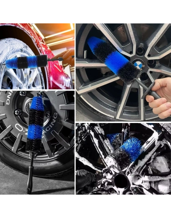 ® Ergonomik Saplı Jant ve Lastik Temizleme Fırçası – Araç Detay Temizliği İçin Güçlü Kıllı Detay Fırçası
