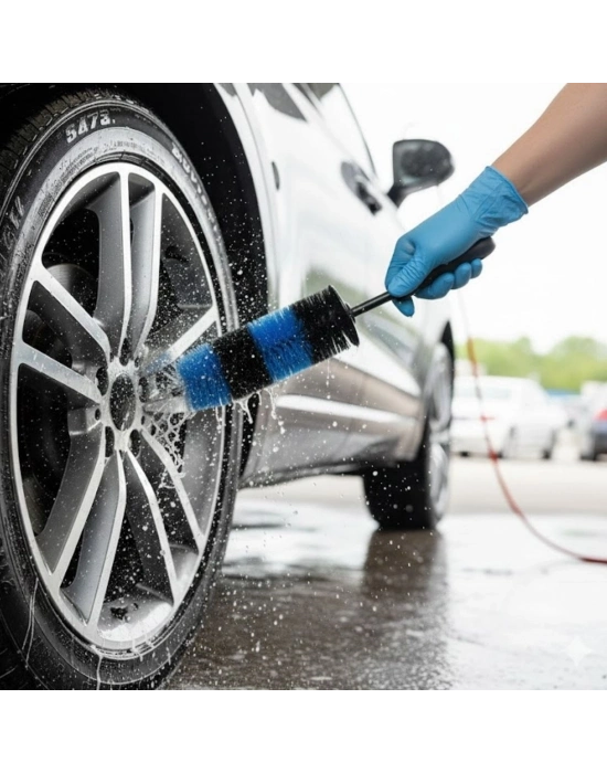 ® Ergonomik Saplı Jant ve Lastik Temizleme Fırçası – Araç Detay Temizliği İçin Güçlü Kıllı Detay Fırçası